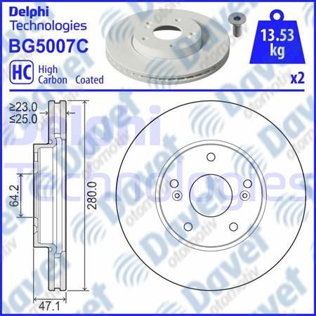 DELPHI BG5007C On Fren Diski Ciftli Paket Boyali Delikli Honda Civic 02-17>  ####